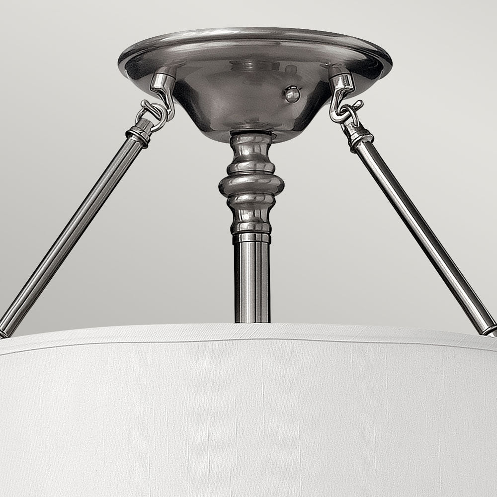 Sussex 3-Light Semi-Flush Mount (Brushed Nickel & White Shade)