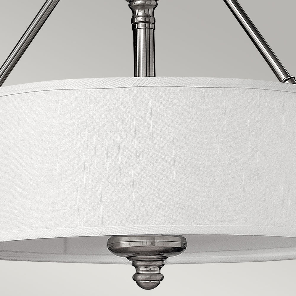 Sussex 3-Light Semi-Flush Mount (Brushed Nickel & White Shade)