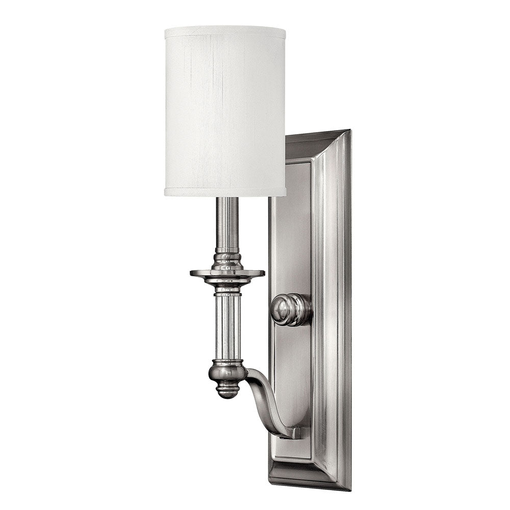 Sussex 1-Light Wall Sconce (Brushed Nickel & White Shade)