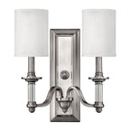 Sussex 2-Light Wall Sconce (Brushed Nickel & White Shade)