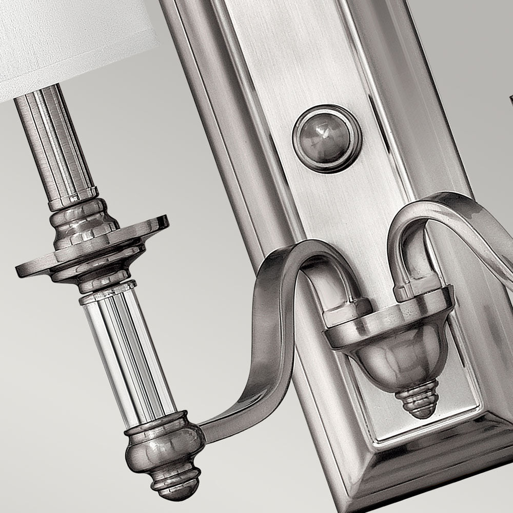 Sussex 2-Light Wall Sconce (Brushed Nickel & White Shade)