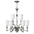Sussex 9-Light Chandelier (Brushed Nickel & White Shade)