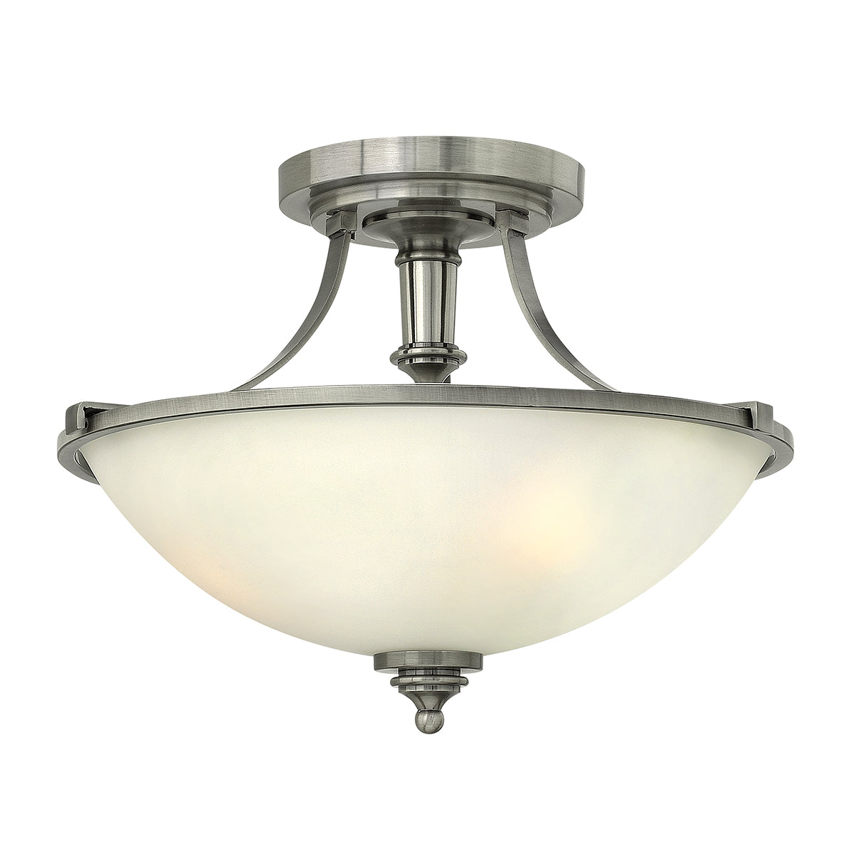 Truman 3-Light Semi-Flush Mount (Antique Nickel & Etched Opal Glass)