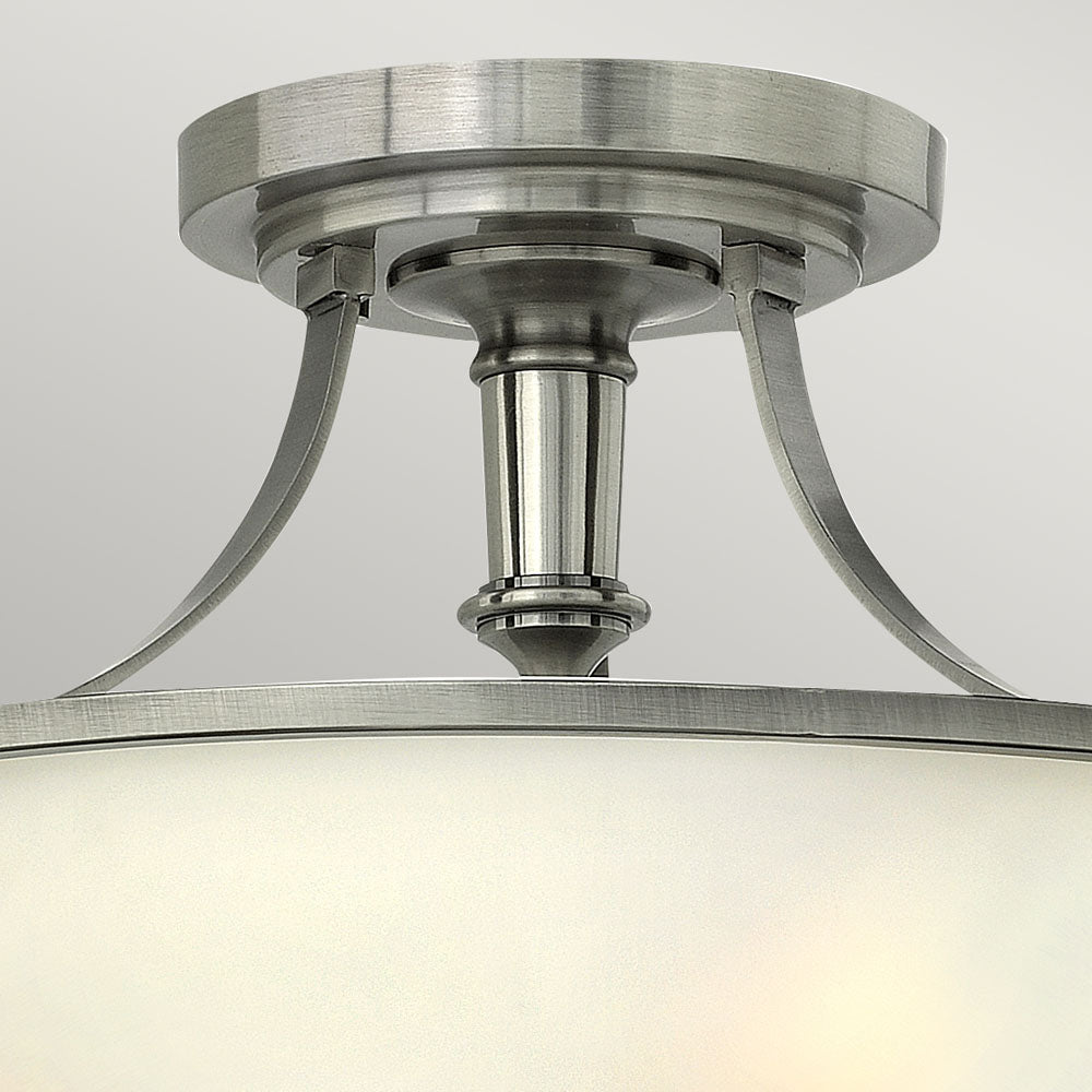 Truman 3-Light Semi-Flush Mount (Antique Nickel & Etched Opal Glass)