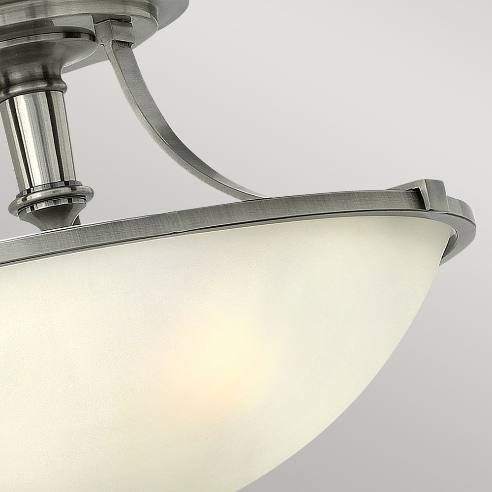 Truman 3-Light Semi-Flush Mount (Antique Nickel & Etched Opal Glass)
