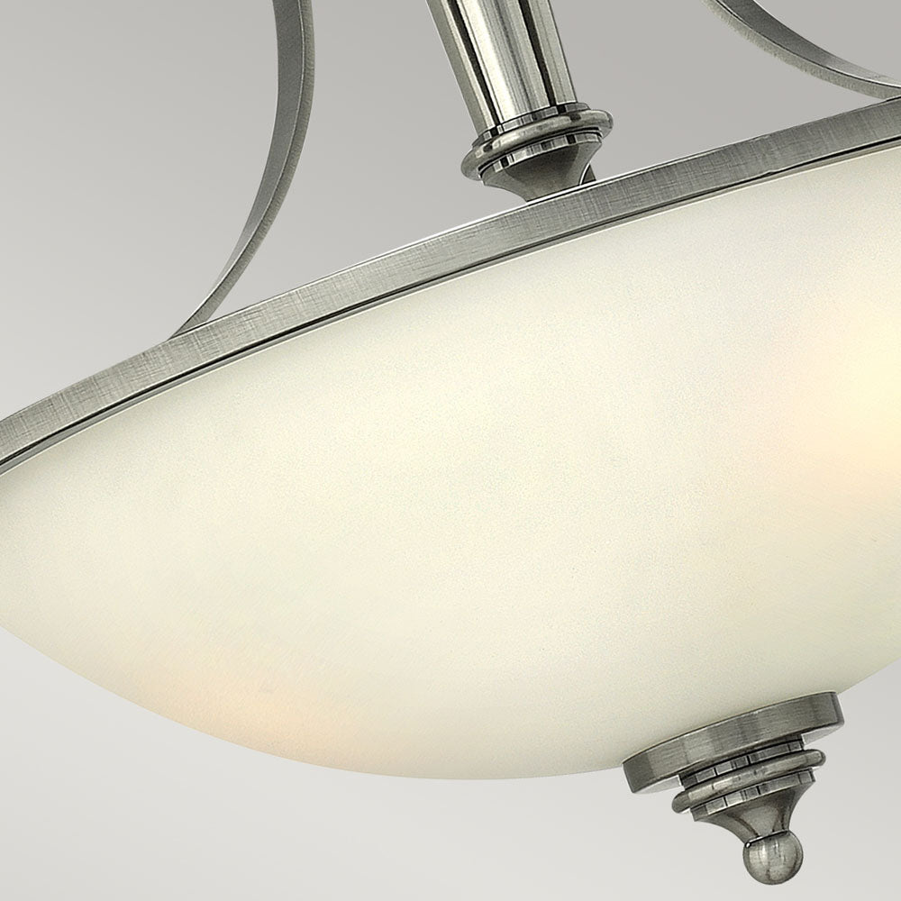 Truman 3-Light Semi-Flush Mount (Antique Nickel & Etched Opal Glass)