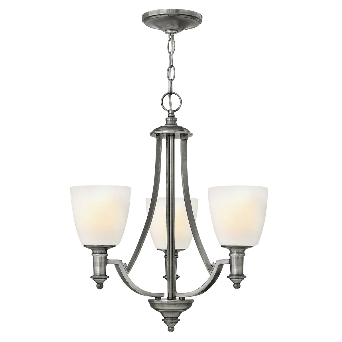 Truman 3-Light Chandelier (Antique Nickel & Etched Opal Glass)
