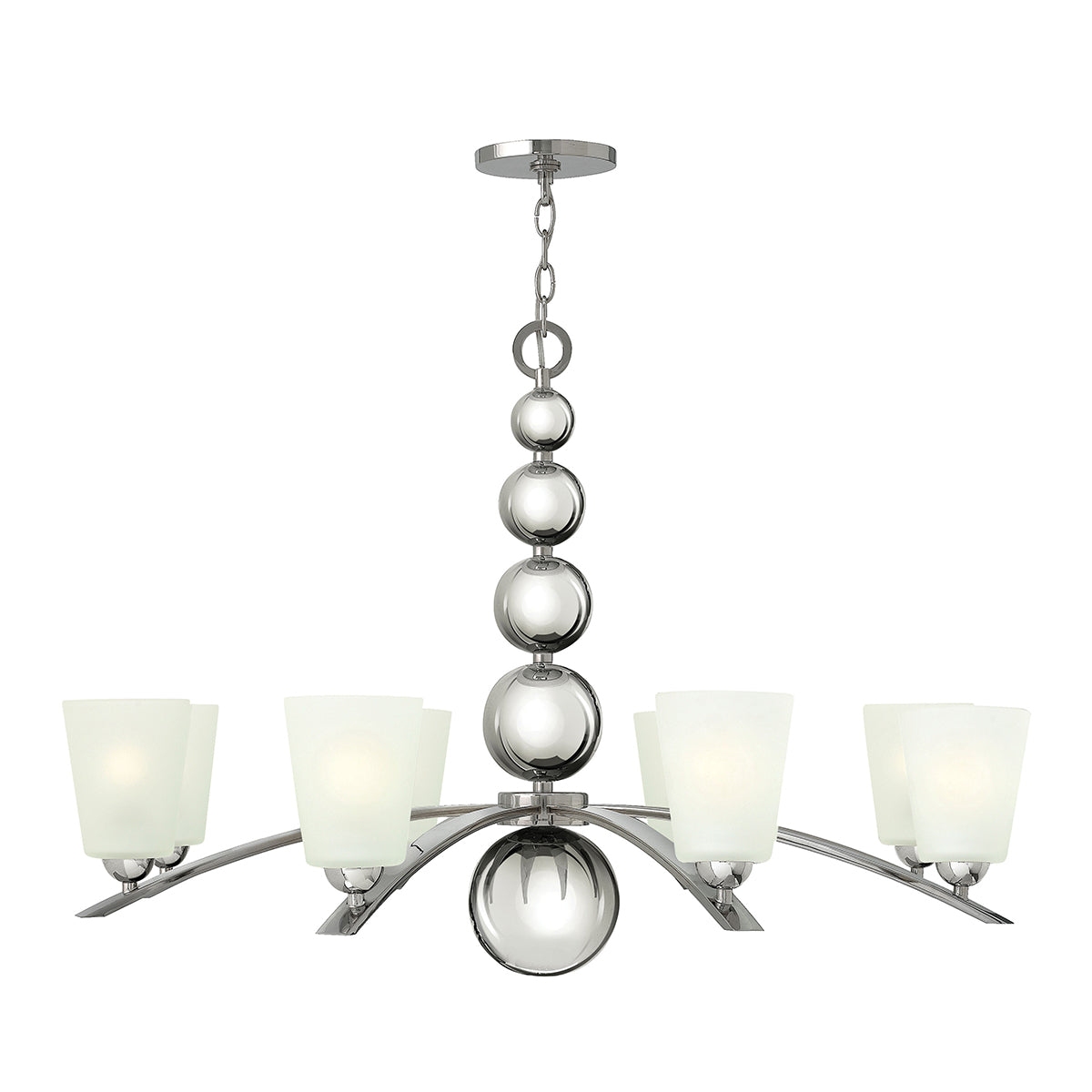 Zelda 8-Light Chandelier (Polished Nickel, Mid-Century Modern)