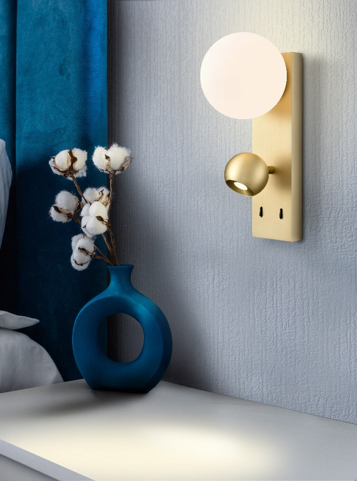 Iris Wall Light with Opal glass sphere