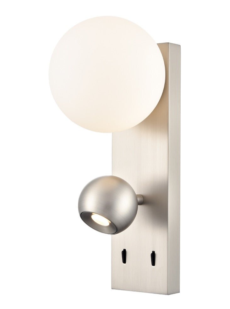 Iris 2lt Satin Nickel LED Wall Light