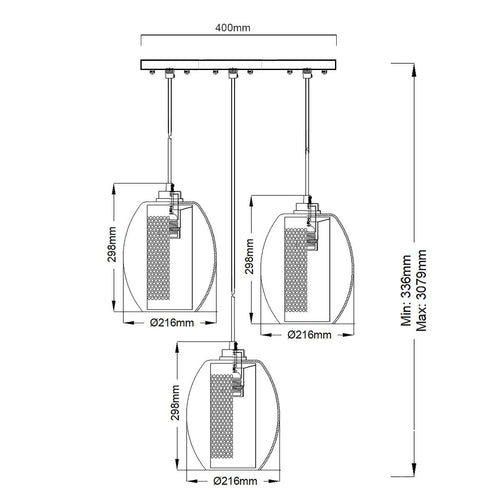 Asher 3 Light Pendant Circle