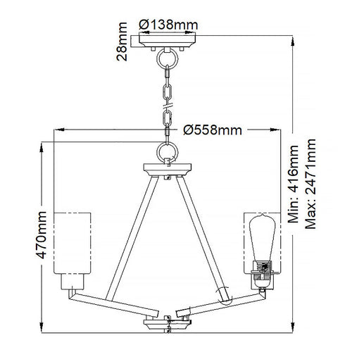 Deryn 3 Light Chandelier