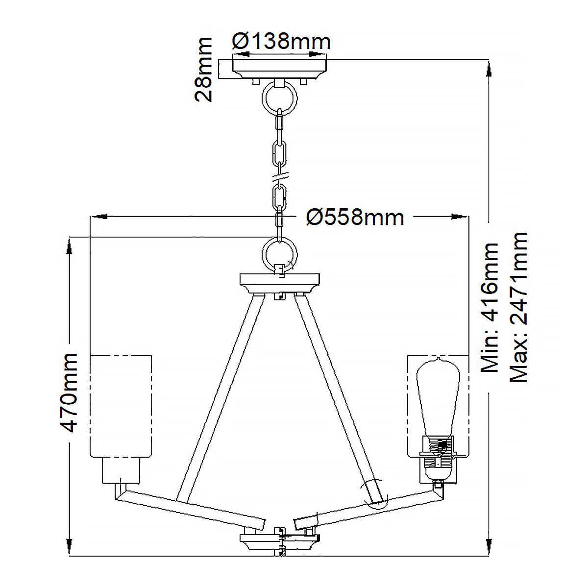 Deryn 3 Light Chandelier 1