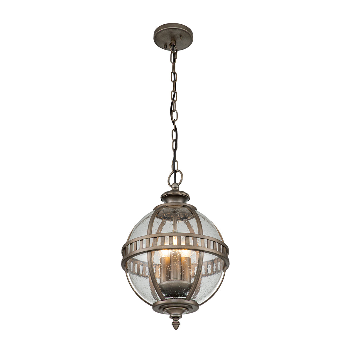 Halleron 3 Light Chain Lantern Bronze