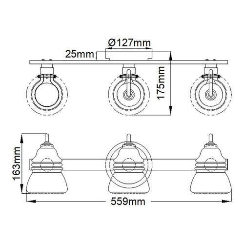 Talland 3 Light Wall Light