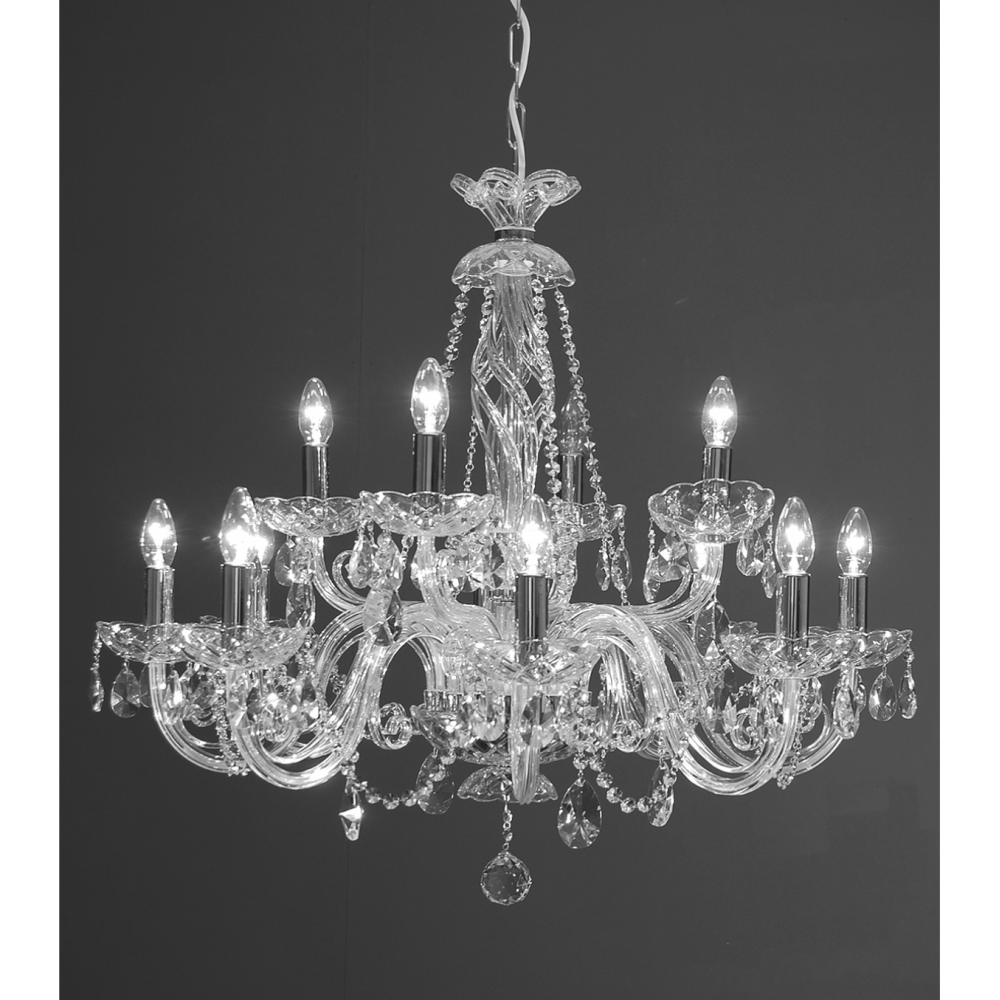 Kolin 18 Light Czech Crystal Chandelier Nickel Trim