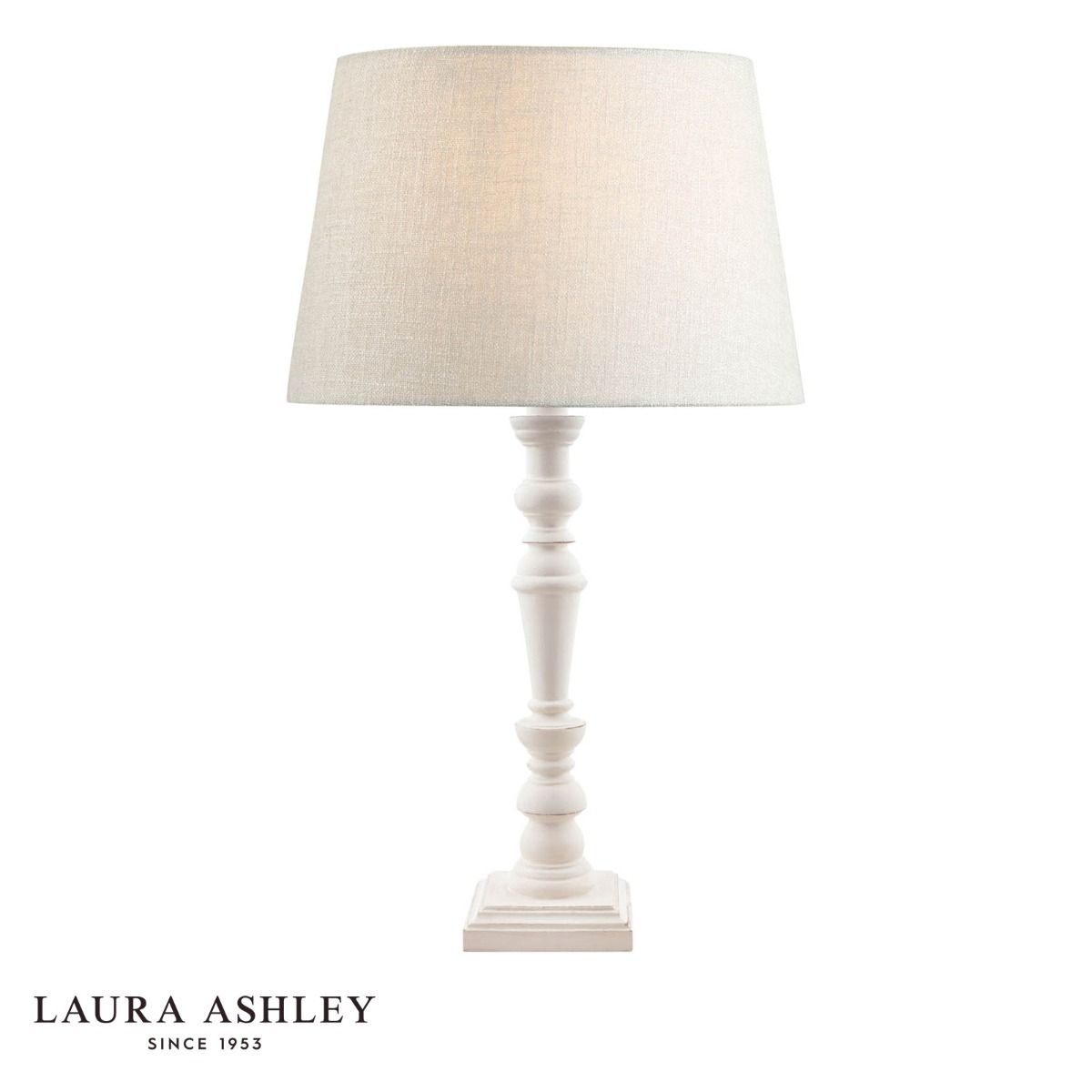 Laura Ashley Tate Wooden Table Lamp Distressed Off White Base Only