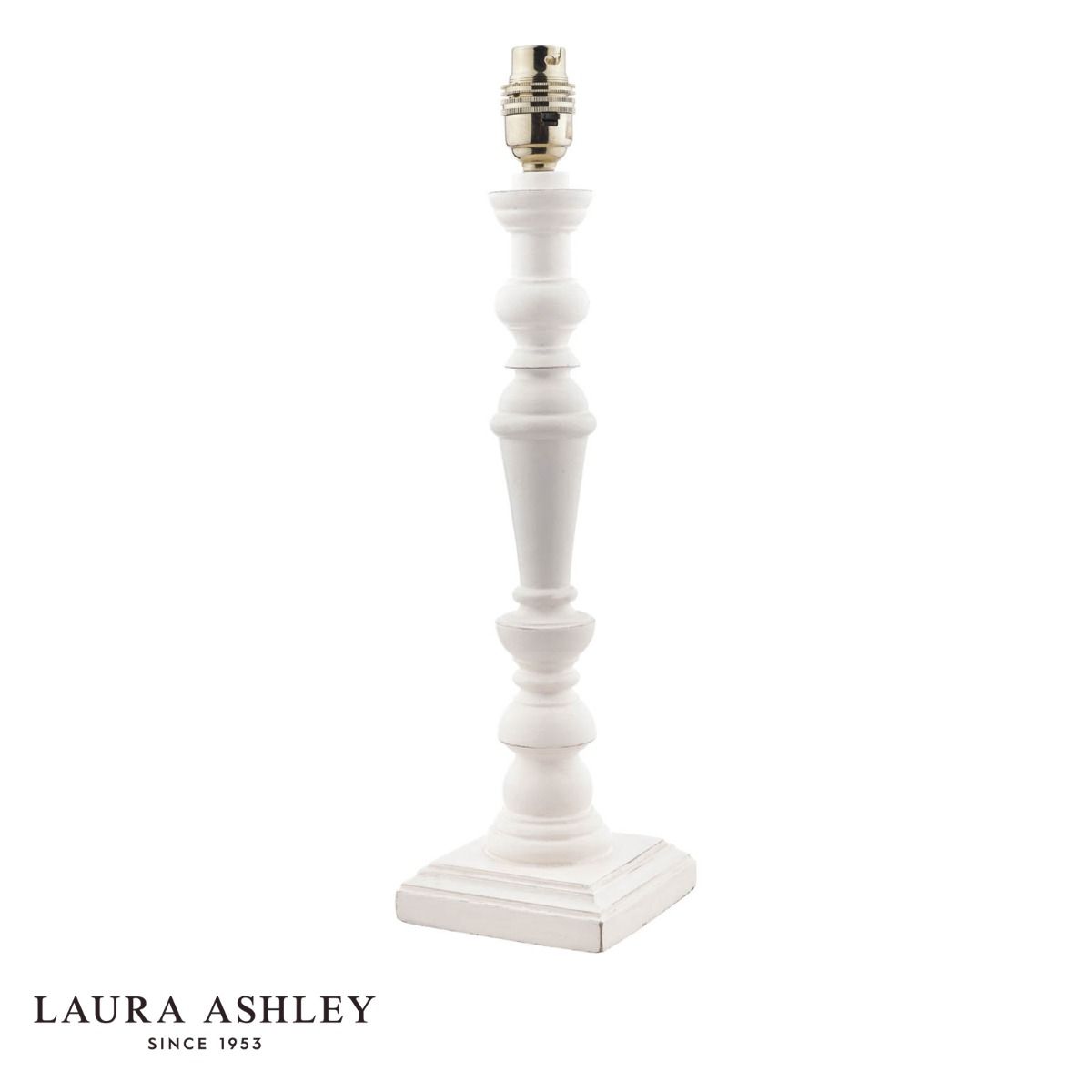 Laura Ashley Tate Wooden Table Lamp Distressed Off White Base Only