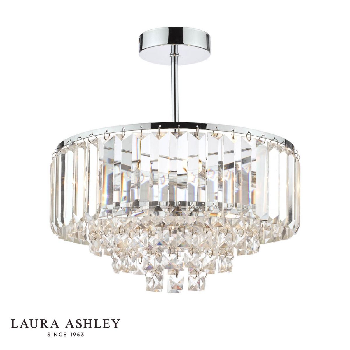 Laura Ashley Vienna 3lt Semi Flush Crystal & Polished Chrome