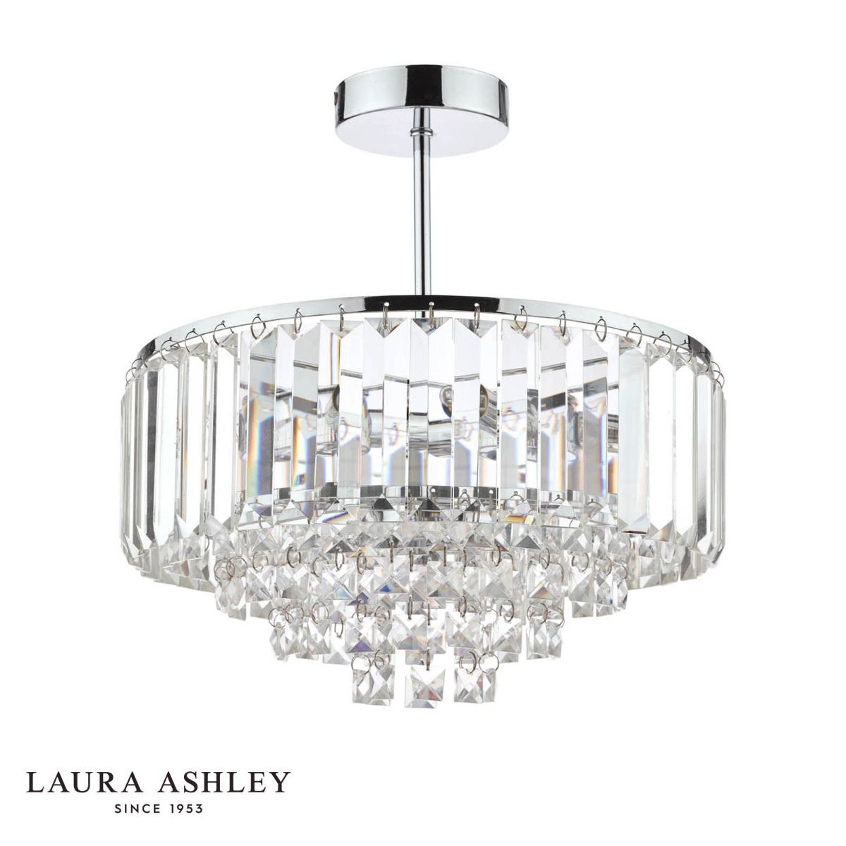 Laura Ashley Vienna 3lt Semi Flush Crystal & Polished Chrome