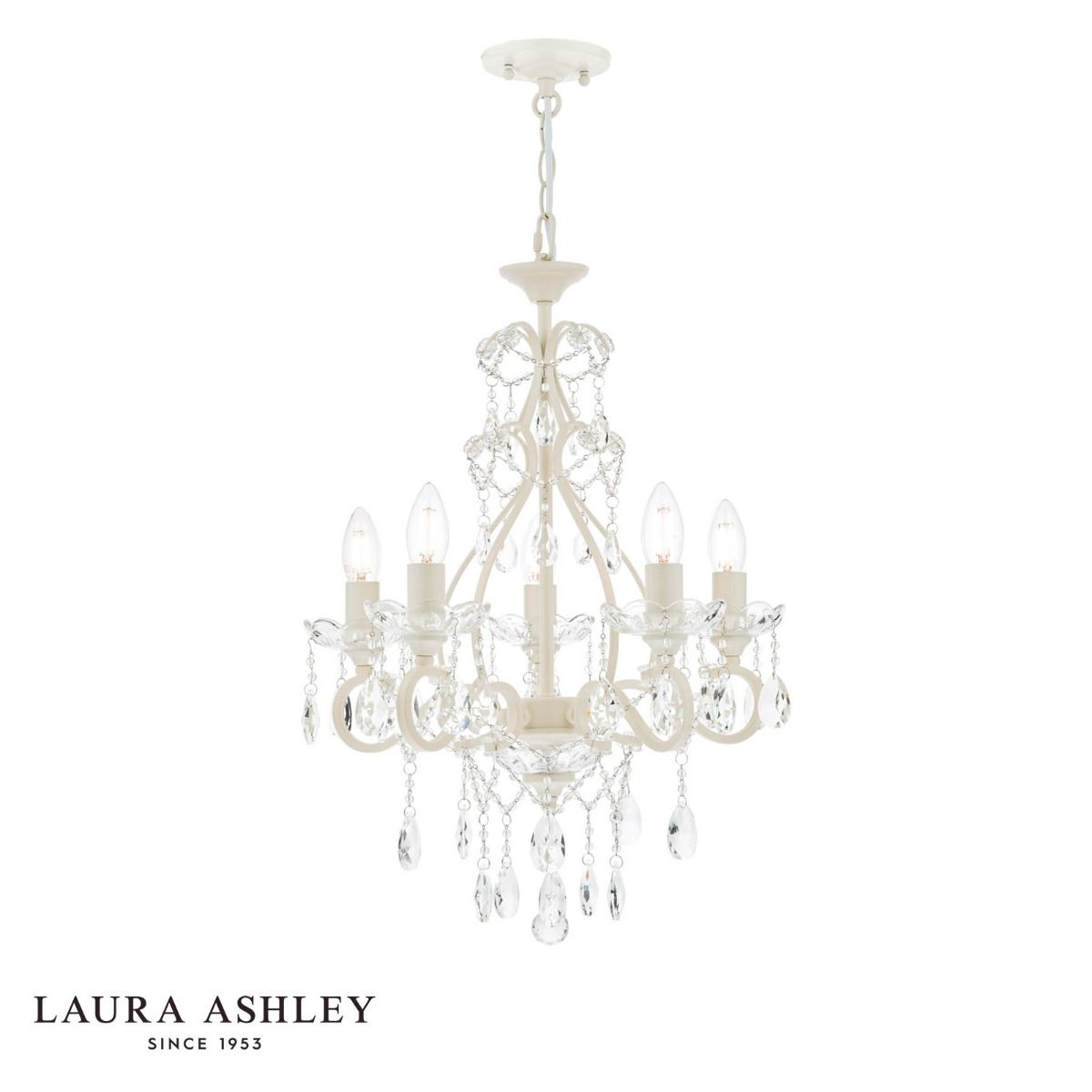 Laura Ashley Shamley 5lt Chandelier Matt White Glass