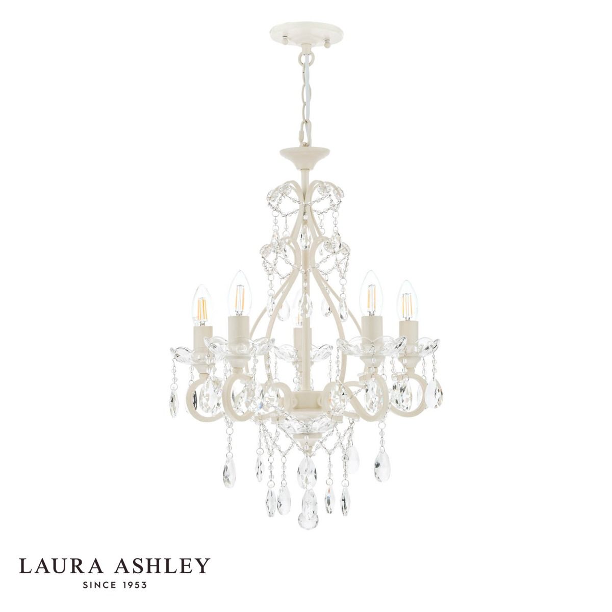 Laura Ashley Shamley 5lt Chandelier Matt White Glass