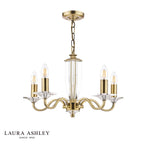 Laura Ashley Carson 5 Light Armed Pendant Antique Brass and Crystal Fitting Only