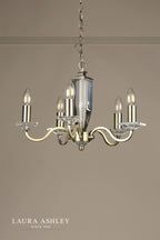 Laura Ashley Carson 5 Light Armed Pendant Antique Brass and Crystal Fitting Only