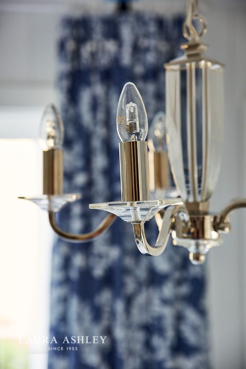 Laura Ashley Carson 5 Light Armed Pendant Antique Brass and Crystal Fitting Only