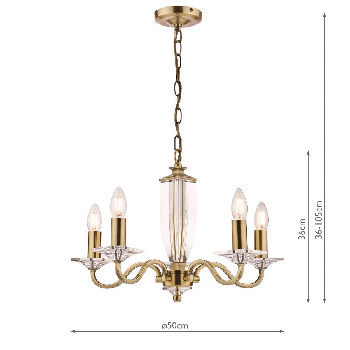 Laura Ashley Carson 5 Light Armed Pendant Antique Brass and Crystal Fitting Only