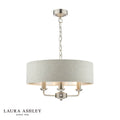 Laura Ashley Sorrento 3 Light Pendant Satin Nickel With Natural Shade