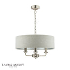 Laura Ashley Sorrento 3 Light Pendant Satin Nickel With Natural Shade