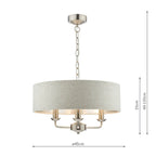 Laura Ashley Sorrento 3 Light Pendant Satin Nickel With Natural Shade