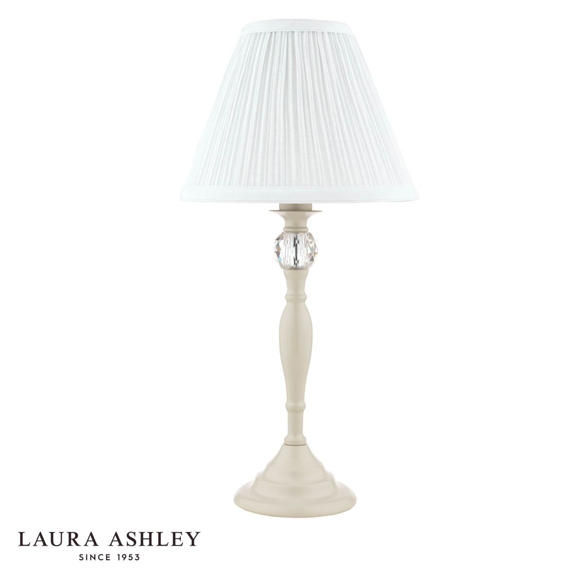 Laura Ashley Ellis Table Lamp Satin Cream and Crystal With Shade