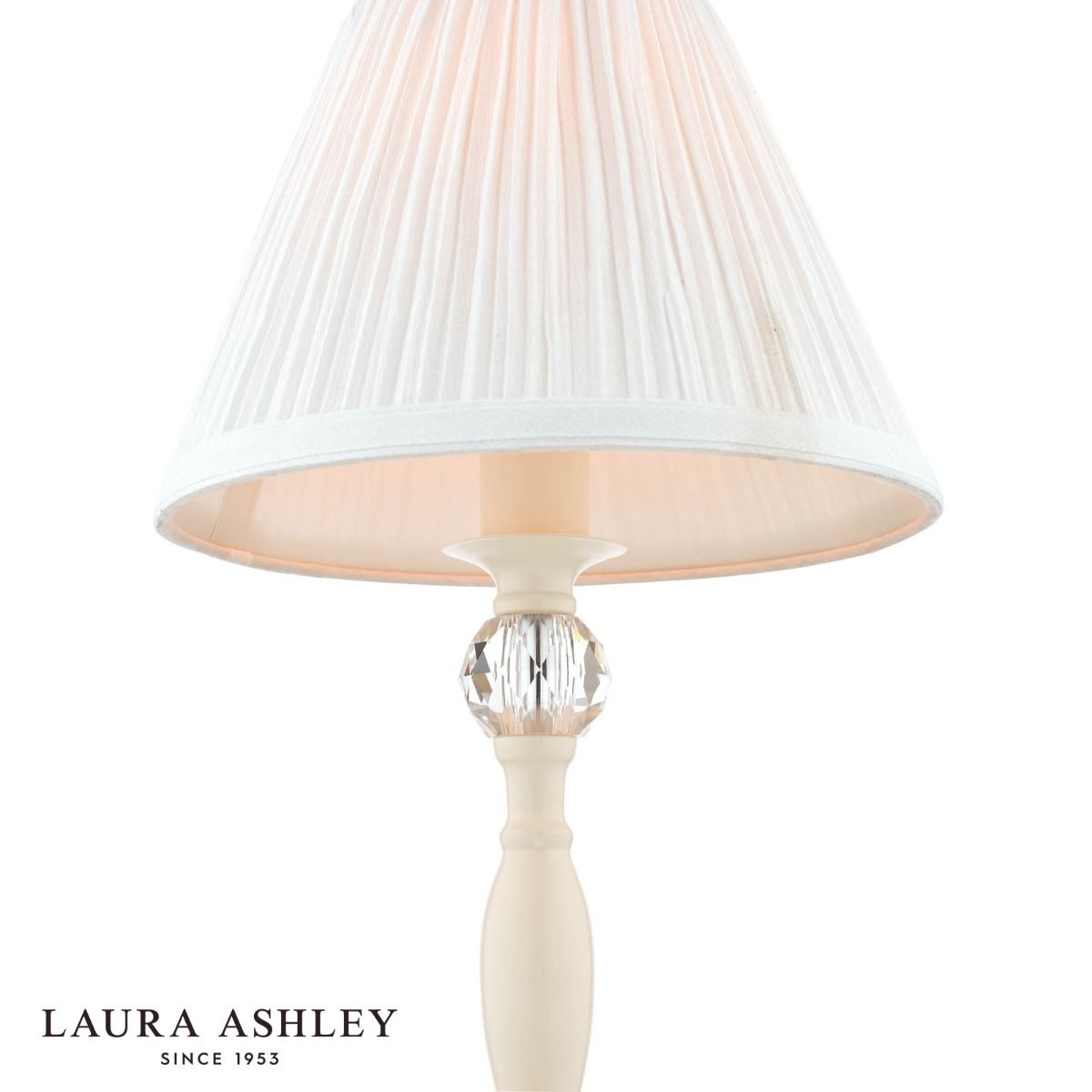 Laura Ashley Ellis Table Lamp Satin Cream and Crystal With Shade