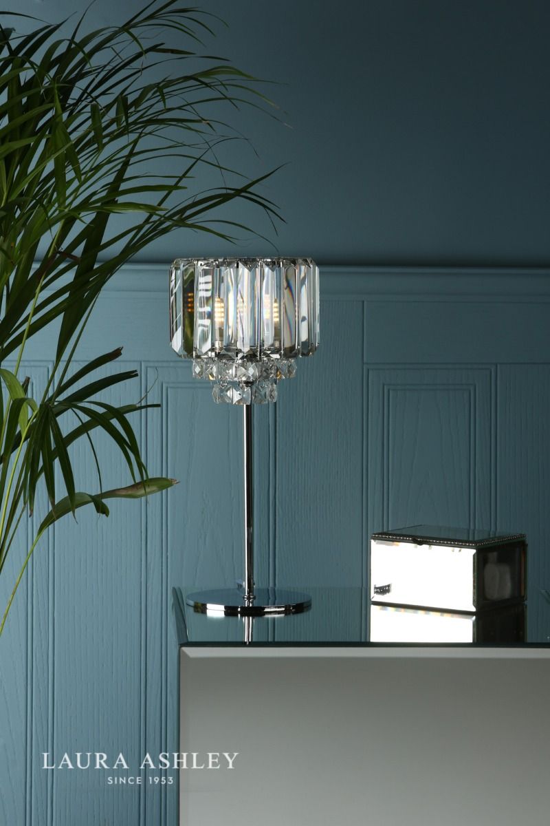 Laura Ashley Vienna Table Lamp Polished Chrome and Crystal