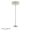 Laura Ashley Sorrento 3 Light Floor Lamp Satin Nickel With Natural Shade