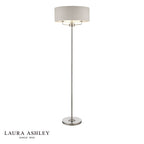 Laura Ashley Sorrento 3 Light Floor Lamp Satin Nickel With Natural Shade