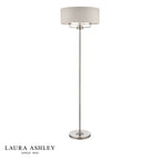 Laura Ashley Sorrento 3 Light Floor Lamp Satin Nickel With Natural Shade