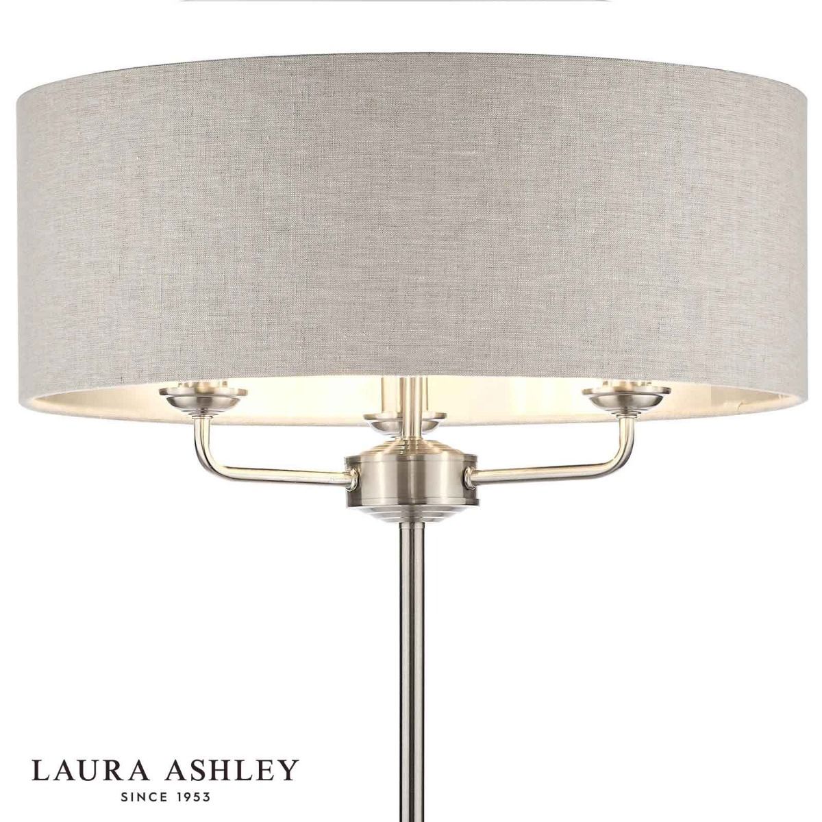 Laura Ashley Sorrento 3 Light Floor Lamp Satin Nickel With Natural Shade
