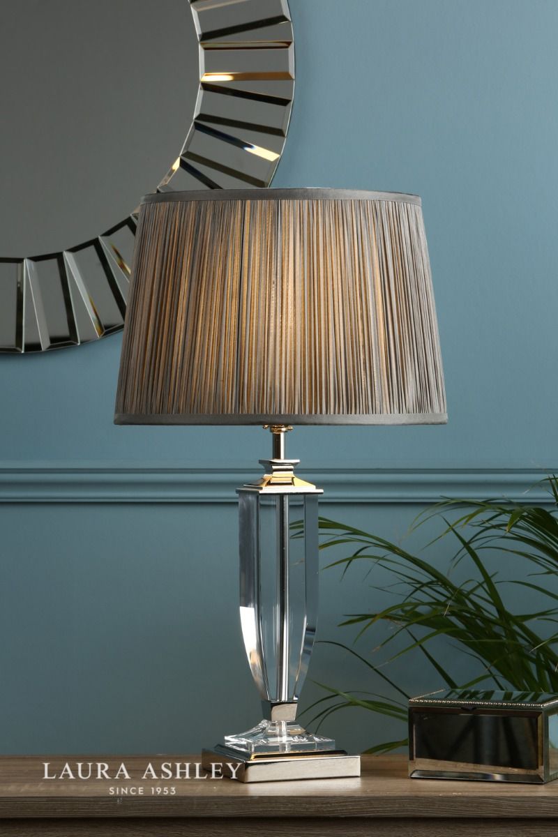 Laura Ashley Carson Medium Table Lamp Polished Nickel & Crystal Base Only