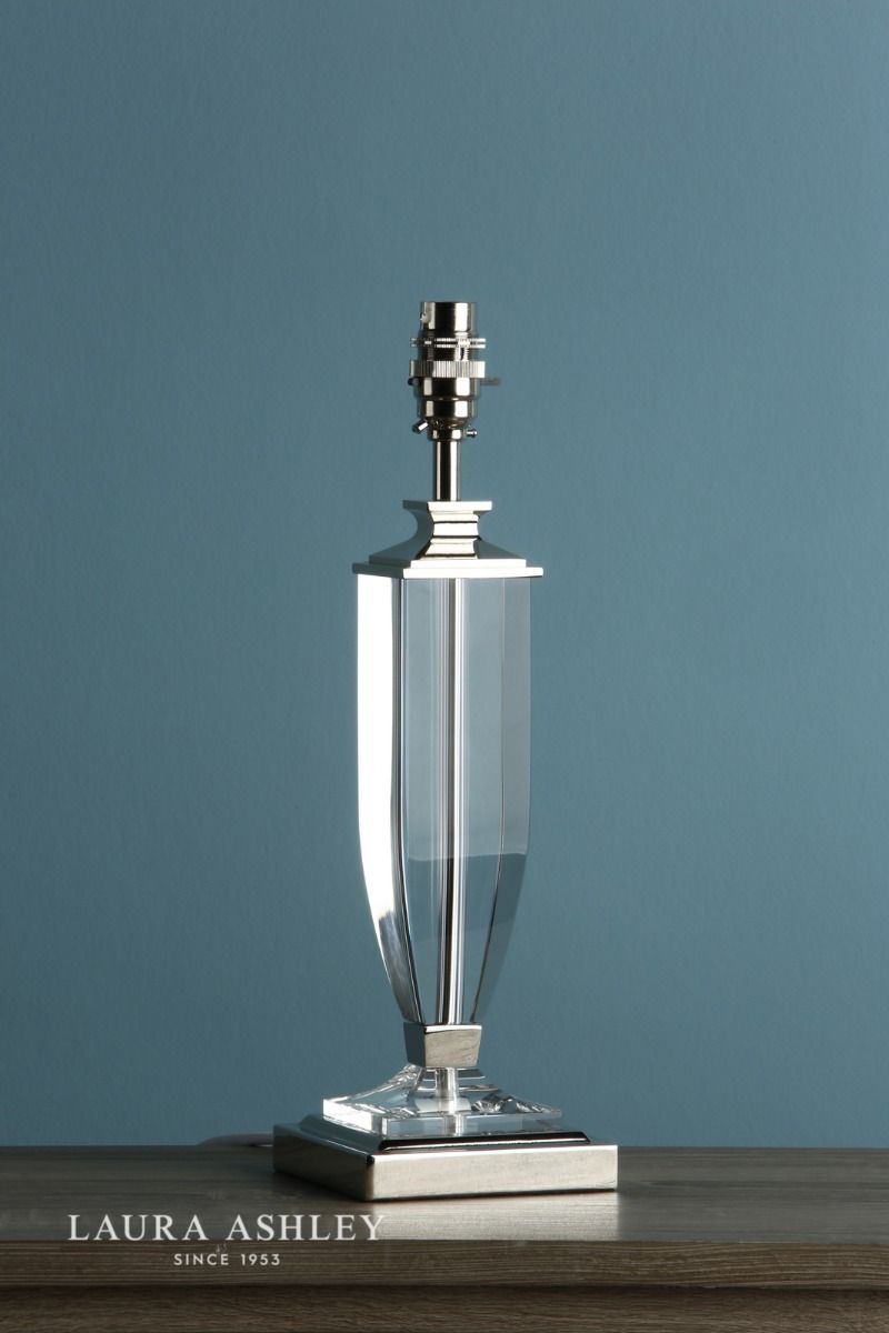 Laura Ashley Carson Medium Table Lamp Polished Nickel & Crystal Base Only