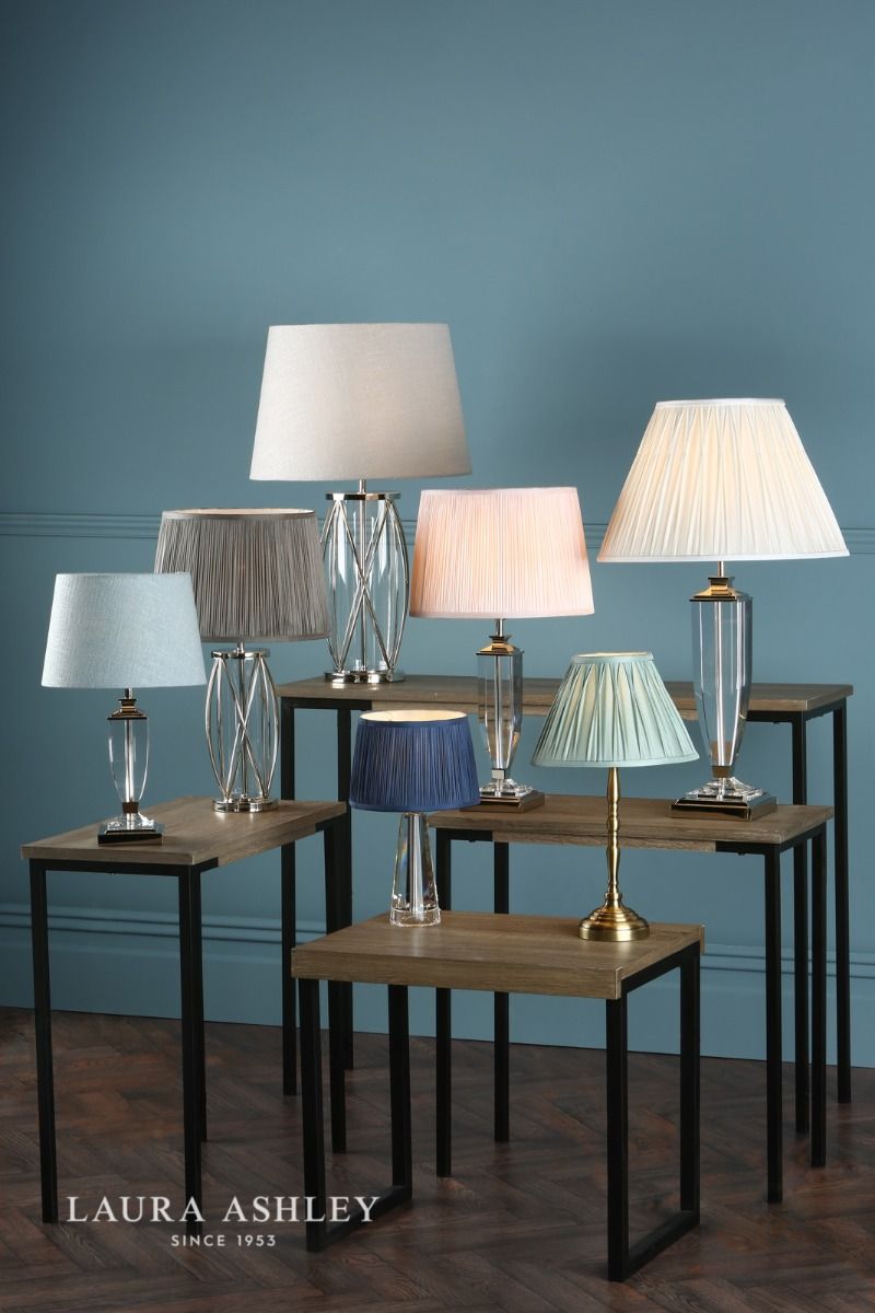 Laura Ashley Carson Medium Table Lamp Polished Nickel & Crystal Base Only