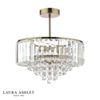 Laura Ashley Vienna 3lt Semi Flush Crystal & Antique Brass