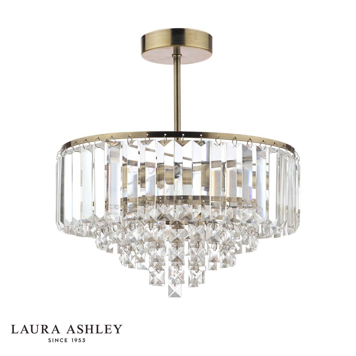Laura Ashley Vienna 3lt Semi Flush Crystal & Antique Brass