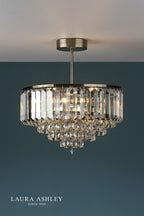 Laura Ashley Vienna 3lt Semi Flush Crystal & Antique Brass