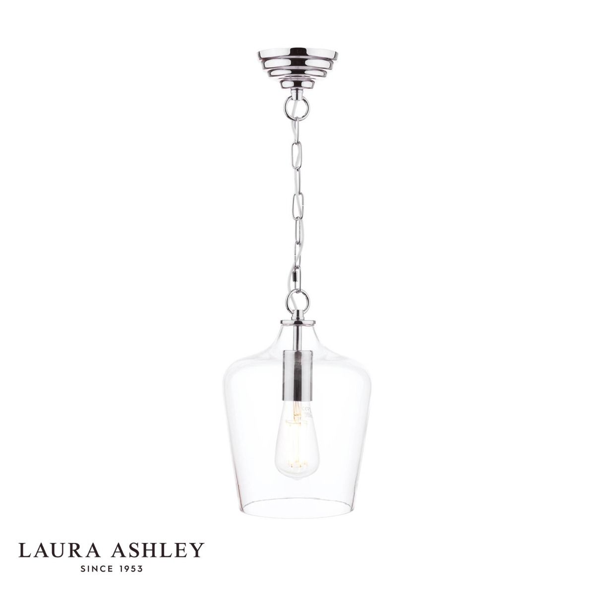 Laura Ashley Ockley Pendant Polished Chrome & Glass