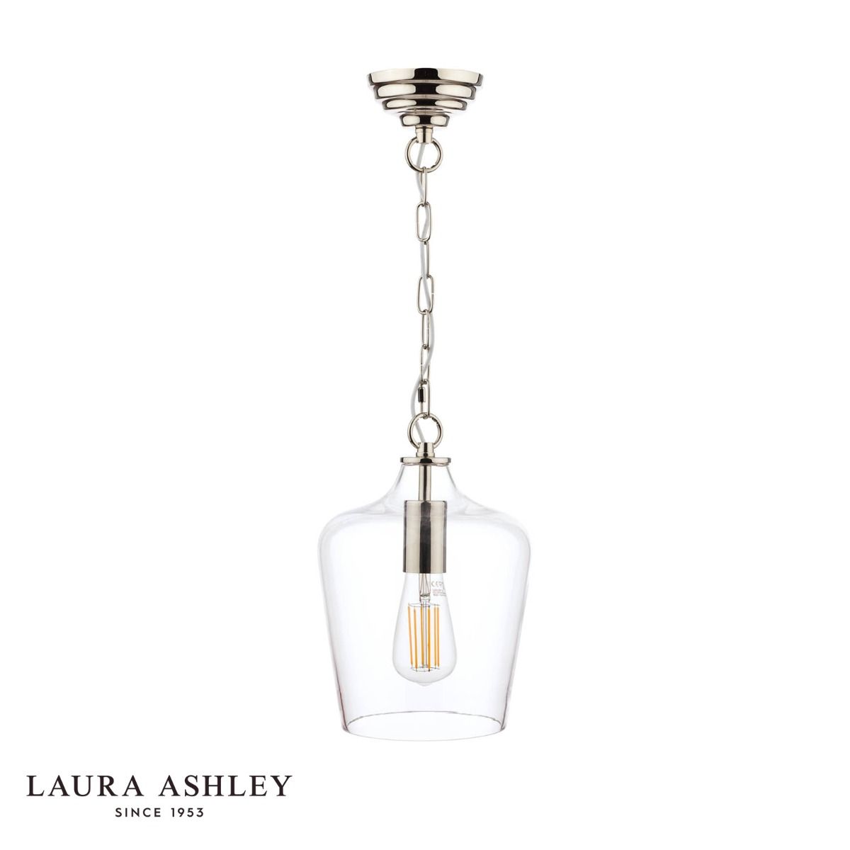 Laura Ashley Ockley Pendant Polished Chrome & Glass