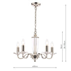 Laura Ashley Carson 5 Light Armed Pendant Polished Nickel and Crystal Fitting Only