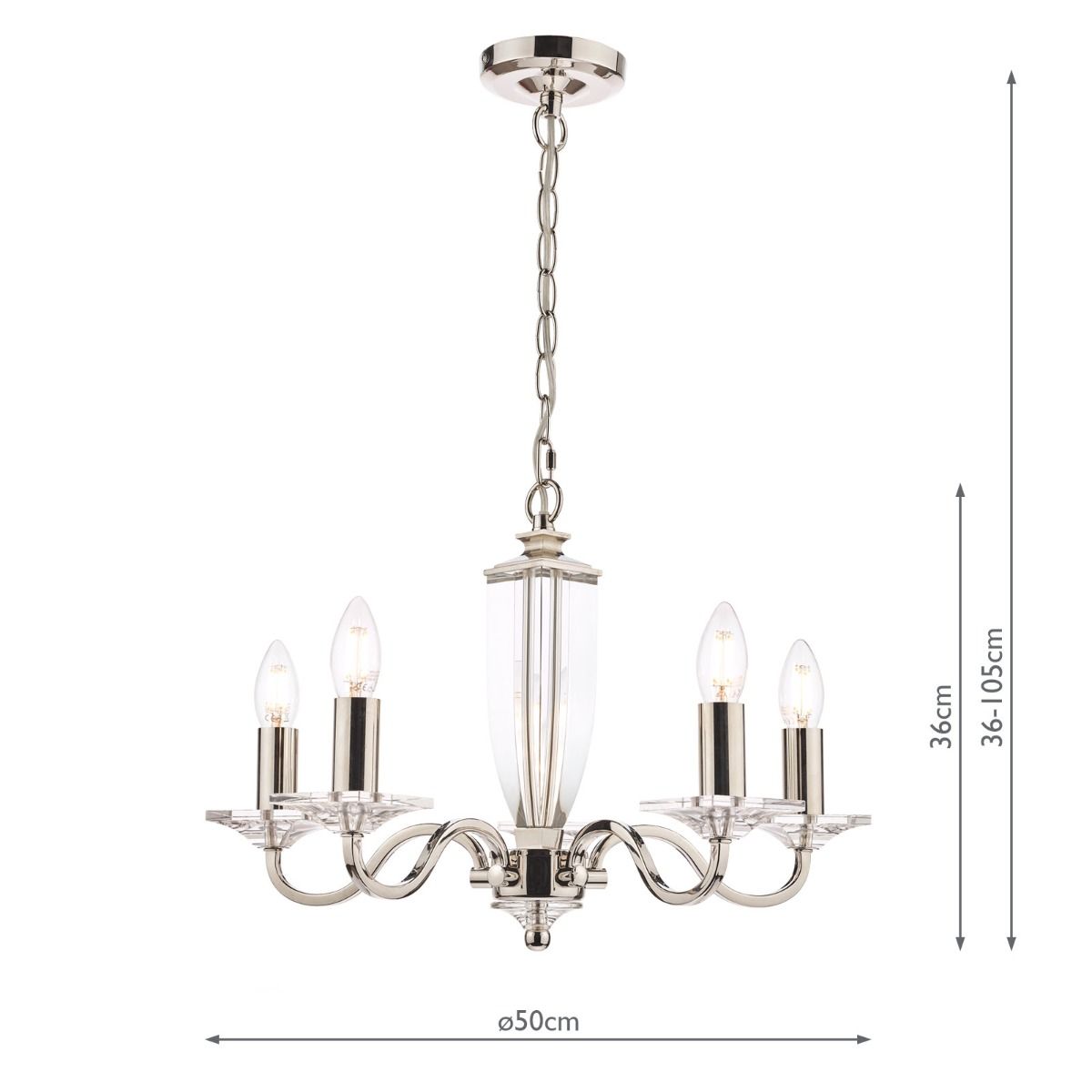 Laura Ashley Carson 5 Light Armed Pendant Polished Nickel and Crystal Fitting Only